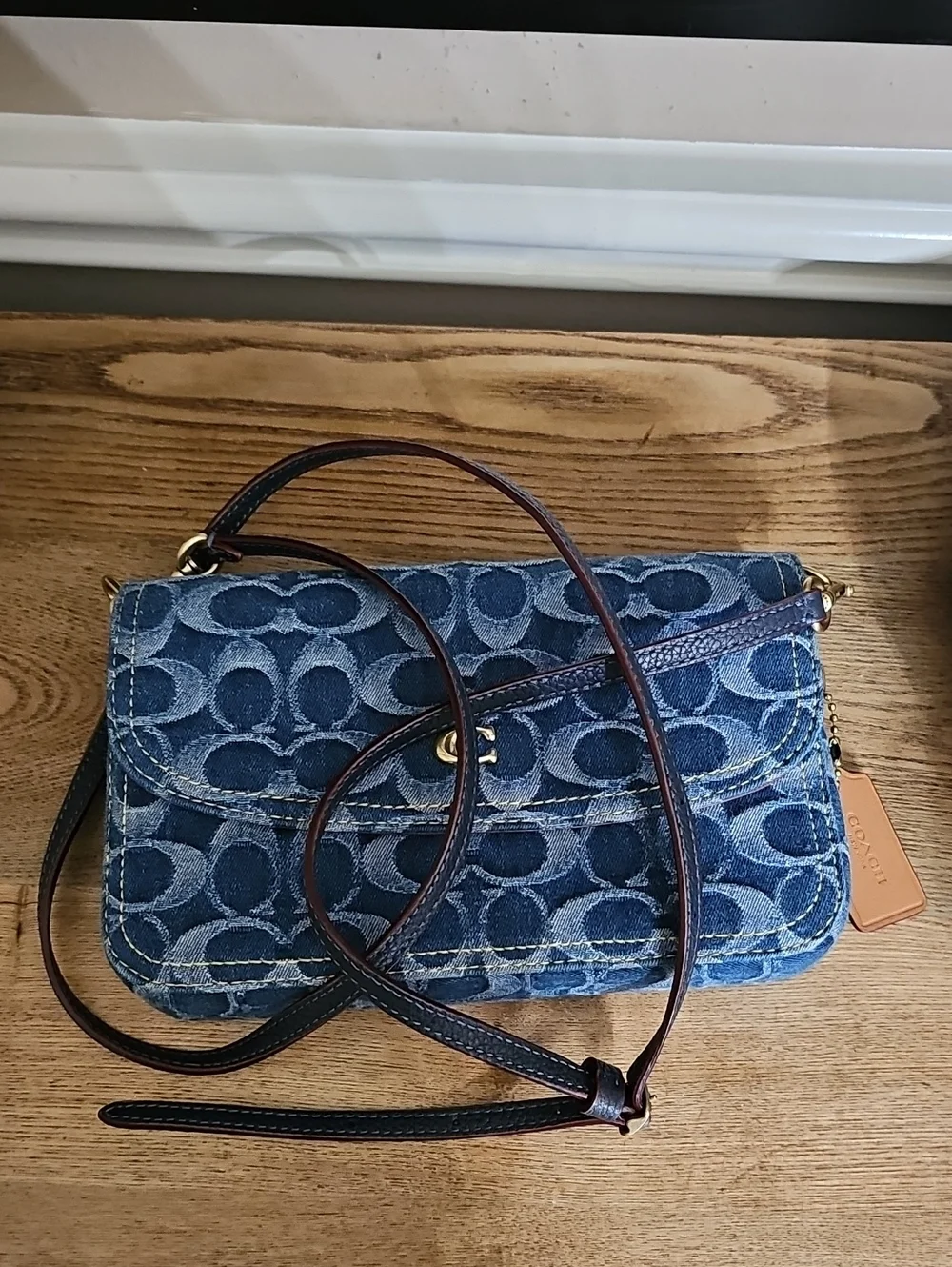 Coach Denim Blue Monogram Signature Crossbody Bag